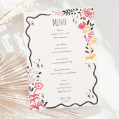 Trendy Hand getrokken Wildbloem Wavy Squiggle Brui Menu