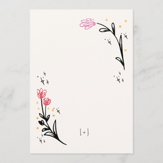 Trendy Hand getrokken Wildbloem Wavy Squiggle Brui Menu (Achterkant)