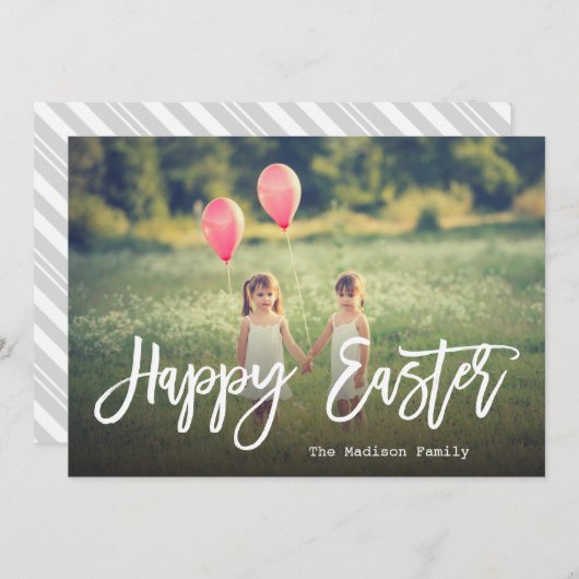 Trendy Hand Lettered Script | Pasfoto Feestdagenkaart (Voorkant / Achterkant)