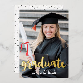 Trendy Hand Lettered Typografie Afstuderen Folie Uitnodiging