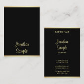 Trendy Hand Script naam Zwart Goud Modern Sjabloon Visitekaartje (Voorkant / Achterkant)