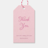 Trendy Handgeschreven Dank u Tekst Blush roze Cadeaulabel (Voorkant)