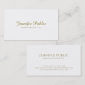 Trendy handgeschreven gouden script minimalistisch visitekaartje (Voorkant / Achterkant)