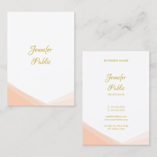 Trendy Handgeschreven Gouden Script Moderne Sjablo Visitekaartje (Voorkant / Achterkant)