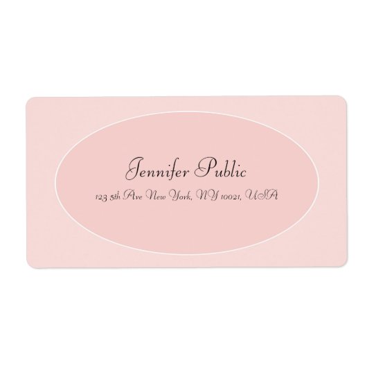 Trendy Handgeschreven Manuscript Blush Pink White  Etiket (Voorkant)