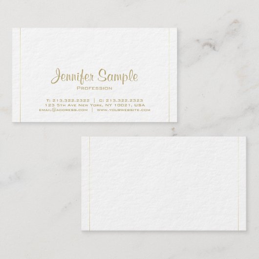 Trendy Handgeschreven Manuscript Elegant Plain Lux Visitekaartje (Voorkant / Achterkant)