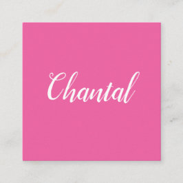 Trendy handgeschreven minimalistisch roze visiteka vierkante visitekaartje