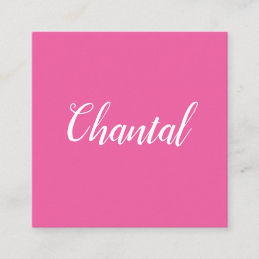 Trendy handgeschreven minimalistisch roze visiteka vierkante visitekaartje (Voorkant)