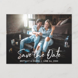 Trendy handgeschreven script Bewaar de datumfoto Briefkaart