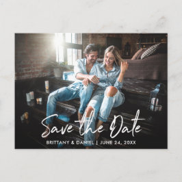 Trendy handgeschreven script Bewaar de datumfoto Briefkaart