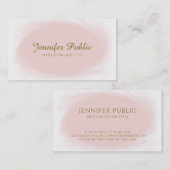 Trendy Handgeschreven Script Blush Pink Gold Desig Visitekaartje (Voorkant / Achterkant)