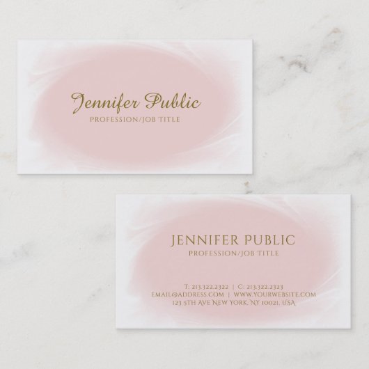 Trendy Handgeschreven Script Blush Pink Gold Desig Visitekaartje (Voorkant / Achterkant)