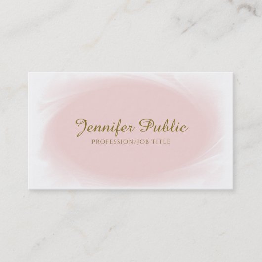 Trendy Handgeschreven Script Blush Pink Gold Desig Visitekaartje (Voorkant)