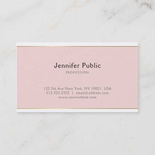 Trendy handgeschreven script Blush roze gouden pla Visitekaartje (Achterkant)