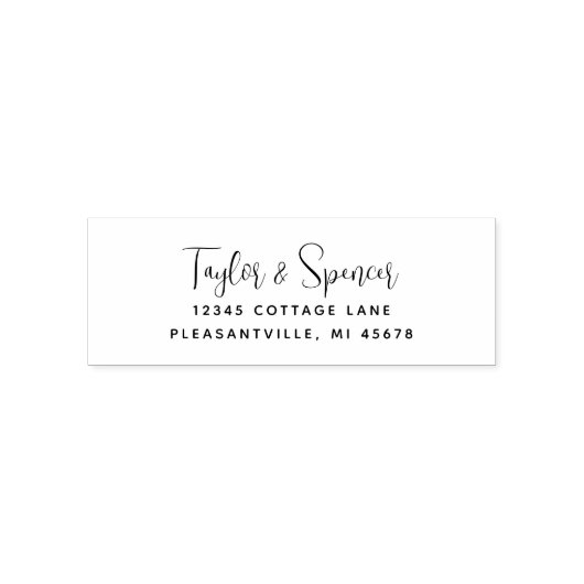 Trendy handgeschreven script bruiloft retour adres zelfinktende stempel (Design)