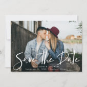 Trendy handgeschreven script foto save the date (Voorkant)