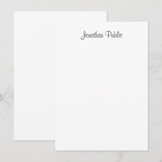 Trendy Handgeschreven Script Naam Modern Minimalis Notitiekaartje (Voorkant / Achterkant)