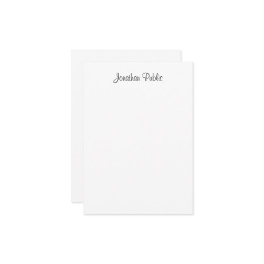 Trendy Handgeschreven Script Naam Modern Minimalis Notitiekaartje (Voorkant / Achterkant in situ)