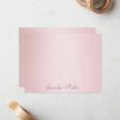 Trendy Handgeschreven Script Roos Goud Modern Eleg Notitiekaartje (Voorkant / Achterkant in situ)