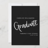 Trendy handgeschreven script zwart-wit Afstuderen Kaart (Voorkant)