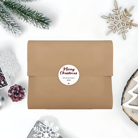 Trendy Handgeschreven Vrolijk Kerstfeest Ronde Sticker