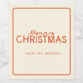 Trendy handgeschreven vrolijke kersttekst wijn etiket (Enkel label)