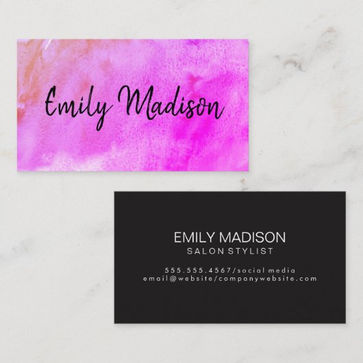 Trendy Handgeschreven Waterverf Visitekaartje (Voorkant / Achterkant)