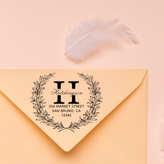 Trendy handgetekende bloemenkrans | Retouradres Rubberstempel