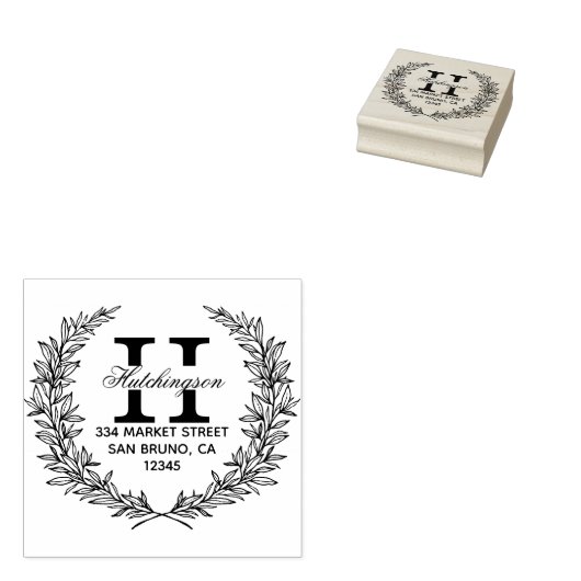 Trendy handgetekende bloemenkrans | Retouradres Rubberstempel (Gestempeld)