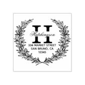 Trendy handgetekende bloemenkrans | Retouradres Rubberstempel (Afrduk)