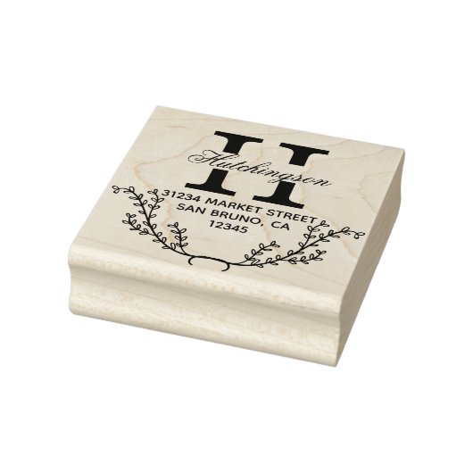 Trendy handgetekende krans retouradres rubberstempel (Stempel)