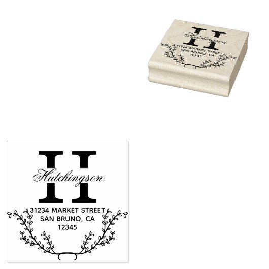Trendy handgetekende krans retouradres rubberstempel (Gestempeld)