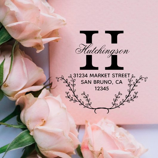 Trendy handgetekende krans retouradres rubberstempel