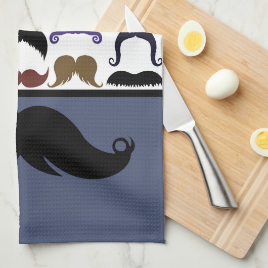 Trendy Handlebar Mustache Mustache Stache Theedoek (Quarter Fold)