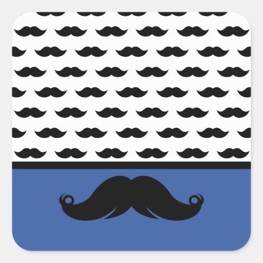 Trendy Handlebar Mustache Mustache Stache Vierkante Sticker (Voorkant)