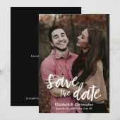 Trendy Handlettering script verloving foto Save The Date (Voorkant / Achterkant)