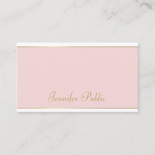 Trendy Handschrift Blush Pink Gold Sjabloon Modern Visitekaartje (Voorkant)