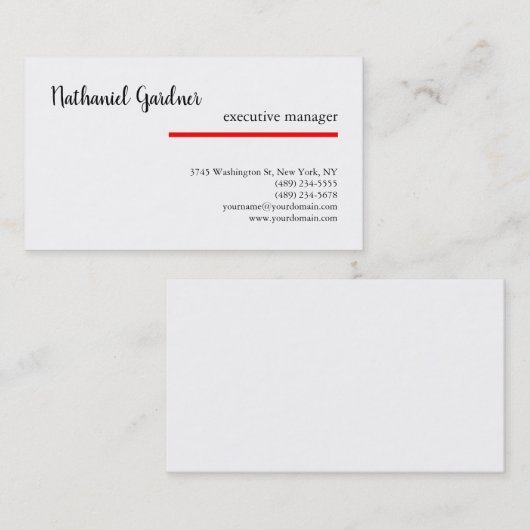 Trendy handschrift eenvoudig creatief modern rood  visitekaartje (Voorkant / Achterkant)