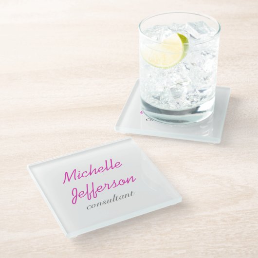 Trendy handschrift Roze wit Glazen Onderzetter (Schuin)