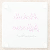 Trendy handschrift Roze wit Glazen Onderzetter (Achterkant)