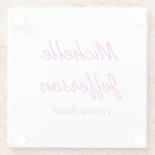 Trendy handschrift Roze wit Glazen Onderzetter (Achterkant)
