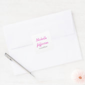 Trendy handschrift Roze wit Vierkante Sticker (Envelop)