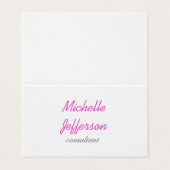 Trendy handschrift Roze wit Visitekaartje (Buitenkant ongevouwen)