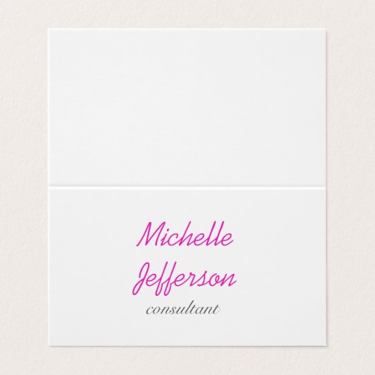 Trendy handschrift Roze wit Visitekaartje (Buitenkant ongevouwen)