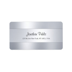 Trendy Handschrijvend Manuscript Zilveren Moderne  Etiket