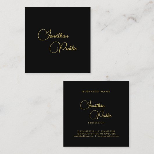 Trendy Handscriptnaam Eenvoudige Sjabloon Vierkante Visitekaartje (Voorkant / Achterkant)