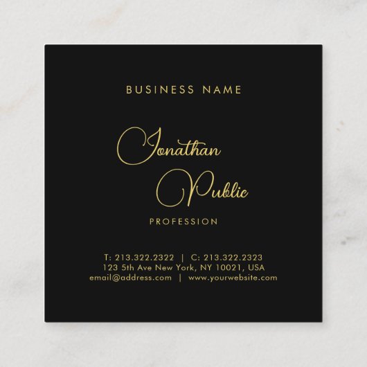 Trendy Handscriptnaam Eenvoudige Sjabloon Vierkante Visitekaartje (Achterkant)