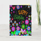 Trendy Happy Birthday Leuk Bloemen Kleurrijke Bloe Kaart (Voorkant)