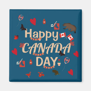 Trendy Happy Canada Day Blue Magneet