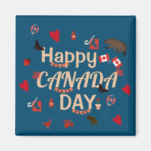 Trendy Happy Canada Day Blue Magneet (Voorkant)